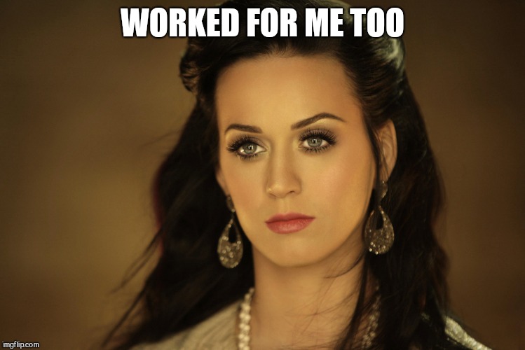 Katy Perry | WORKED FOR ME TOO | image tagged in katy perry | made w/ Imgflip meme maker