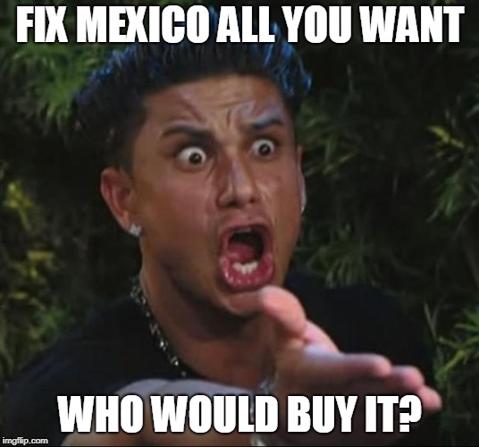 DJ Pauly D Meme | FIX MEXICO ALL YOU WANT WHO WOULD BUY IT? | image tagged in memes,dj pauly d | made w/ Imgflip meme maker