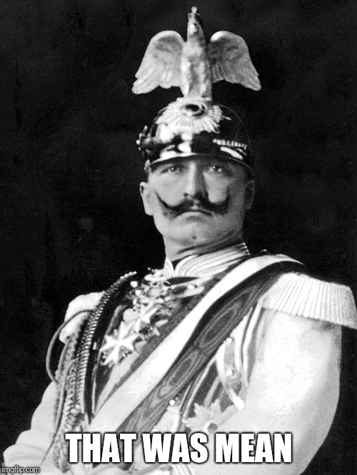 Kaiser Wilhelm | THAT WAS MEAN | image tagged in kaiser wilhelm | made w/ Imgflip meme maker