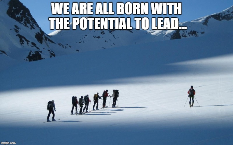 Leadership | WE ARE ALL BORN WITH THE POTENTIAL TO LEAD... | image tagged in leadership | made w/ Imgflip meme maker