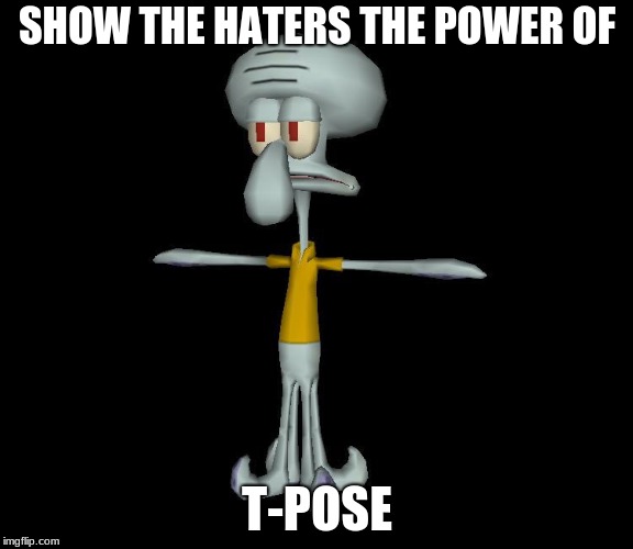 Squidward t-pose | SHOW THE HATERS THE POWER OF; T-POSE | image tagged in squidward t-pose | made w/ Imgflip meme maker