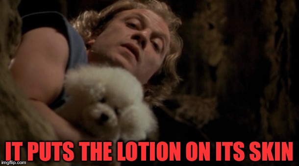 Silence of the lambs lotion | IT PUTS THE LOTION ON ITS SKIN | image tagged in silence of the lambs lotion | made w/ Imgflip meme maker