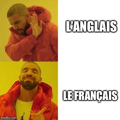 Drake No/Yes | L’ANGLAIS; LE FRANÇAIS | image tagged in drake no/yes | made w/ Imgflip meme maker