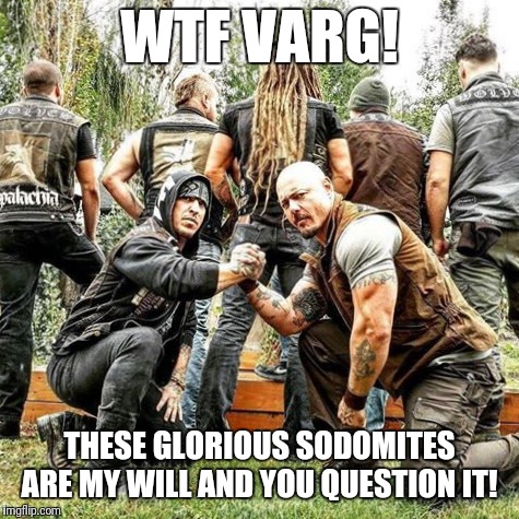 WTF VARG! THESE GLORIOUS SODOMITES ARE MY WILL AND YOU QUESTION IT! | image tagged in wtf varg | made w/ Imgflip meme maker