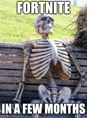 Waiting Skeleton Meme | FORTNITE; IN A FEW MONTHS | image tagged in memes,waiting skeleton | made w/ Imgflip meme maker