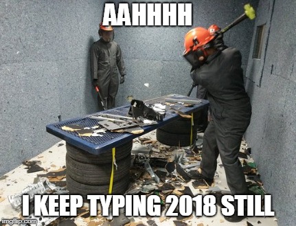 Not Ready For 2019 | AAHHHH; I KEEP TYPING 2018 STILL | image tagged in 2019,2018,the struggle is real | made w/ Imgflip meme maker