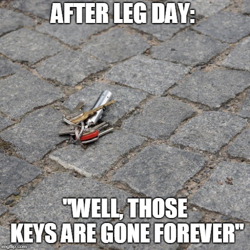 AFTER LEG DAY:; "WELL, THOSE KEYS ARE GONE FOREVER" | made w/ Imgflip meme maker