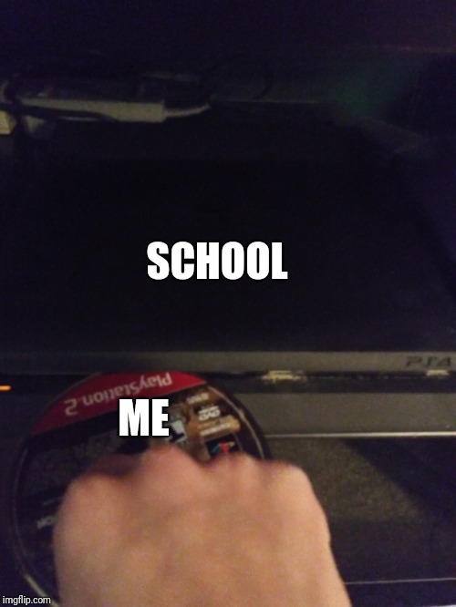 SCHOOL; ME | image tagged in obvious lesser quality | made w/ Imgflip meme maker