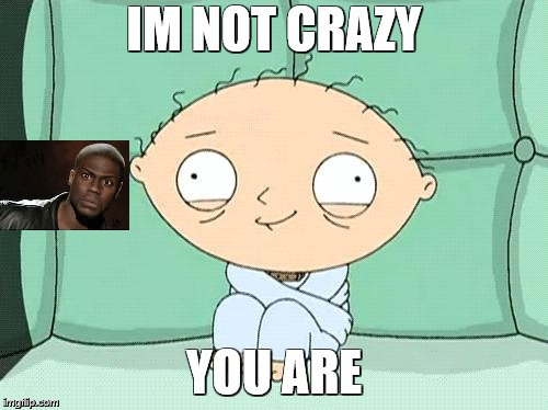 stewie straight jacket | IM NOT CRAZY; YOU ARE | image tagged in stewie straight jacket | made w/ Imgflip meme maker