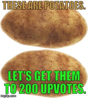 Spud. | THESE ARE POTATOES. LET'S GET THEM TO 200 UPVOTES. | image tagged in memes,spud,potato,upvote | made w/ Imgflip meme maker