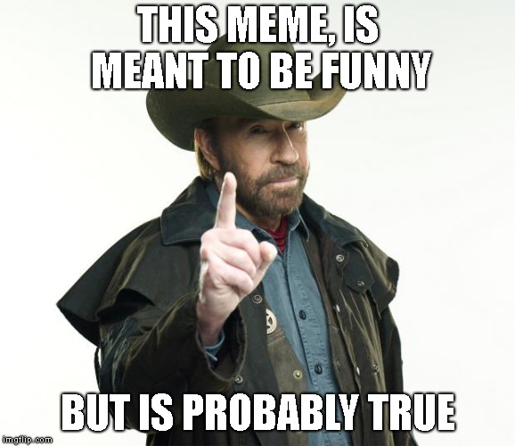 Chuck Norris Finger Meme | THIS MEME, IS MEANT TO BE FUNNY BUT IS PROBABLY TRUE | image tagged in memes,chuck norris finger,chuck norris | made w/ Imgflip meme maker