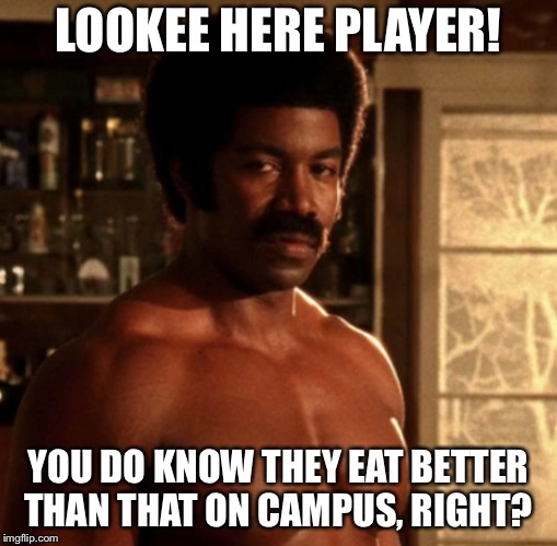 Fast food for national champions | LOOKEE HERE PLAYER! YOU DO KNOW THEY EAT BETTER THAN THAT ON CAMPUS, RIGHT? | image tagged in national championship,white house,visit,mcdonalds,i thought this was a joke | made w/ Imgflip meme maker