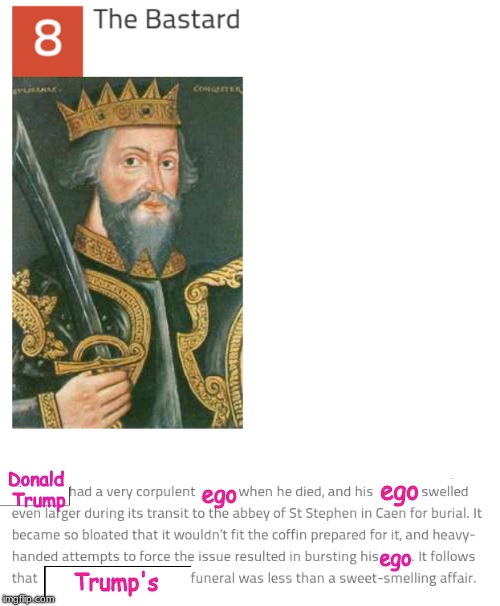 History kind of repeating itself around a thousand years later?   (In jest) | Donald Trump; ego; ego; ego; Trump's | image tagged in history | made w/ Imgflip meme maker