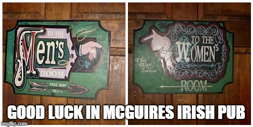GOOD LUCK IN MCGUIRES IRISH PUB | image tagged in mcguire's | made w/ Imgflip meme maker