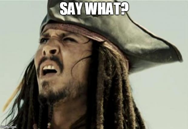confused dafuq jack sparrow what | SAY WHAT? | image tagged in confused dafuq jack sparrow what | made w/ Imgflip meme maker