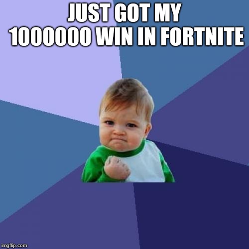 Success Kid | JUST GOT MY 1000000 WIN IN FORTNITE | image tagged in memes,success kid | made w/ Imgflip meme maker
