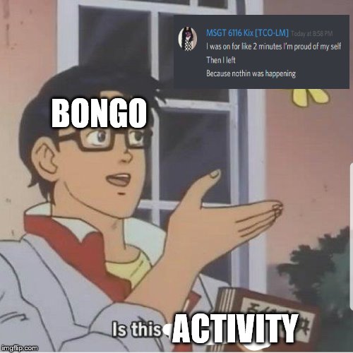 Butterfly man | BONGO; ACTIVITY | image tagged in butterfly man | made w/ Imgflip meme maker