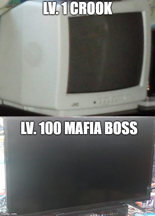 LV. 1 CROOK; LV. 100 MAFIA BOSS | image tagged in thats hot,mafia | made w/ Imgflip meme maker
