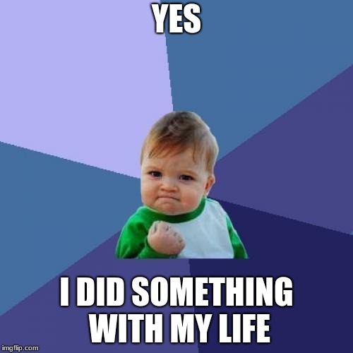 Success Kid | YES; I DID SOMETHING WITH MY LIFE | image tagged in memes,success kid | made w/ Imgflip meme maker