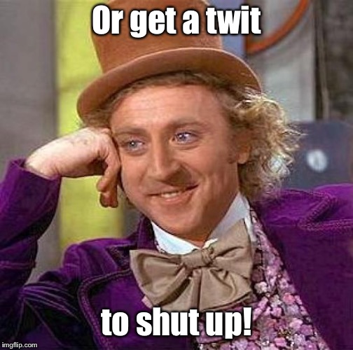 Creepy Condescending Wonka Meme | Or get a twit to shut up! | image tagged in memes,creepy condescending wonka | made w/ Imgflip meme maker