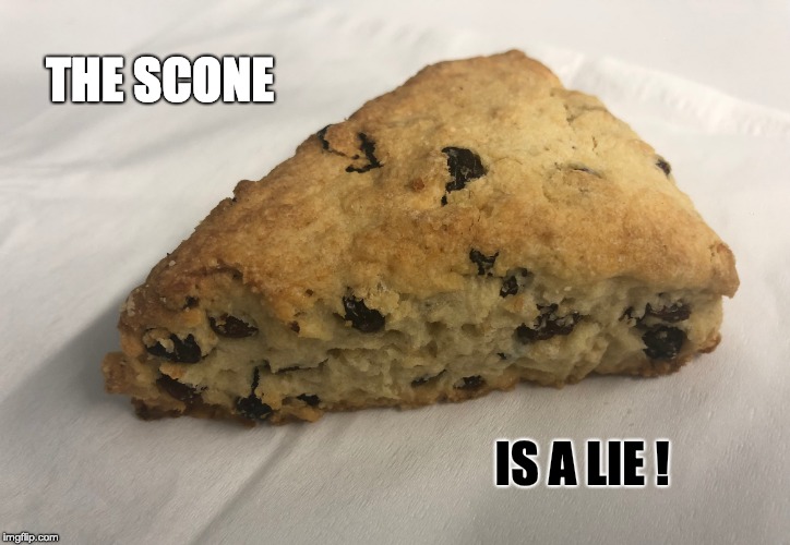 The Scone | THE SCONE; IS A LIE ! | image tagged in cake,scone,lie,portal | made w/ Imgflip meme maker