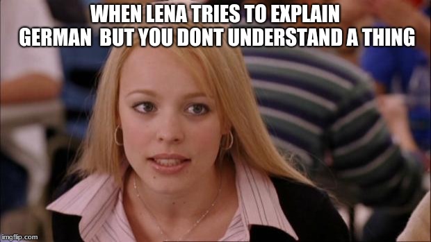 Its Not Going To Happen | WHEN LENA TRIES TO EXPLAIN GERMAN  BUT YOU DONT UNDERSTAND A THING | image tagged in memes,its not going to happen | made w/ Imgflip meme maker