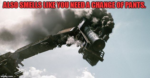 No Brakes Train | ALSO SMELLS LIKE YOU NEED A CHANGE OF PANTS. | image tagged in no brakes train | made w/ Imgflip meme maker