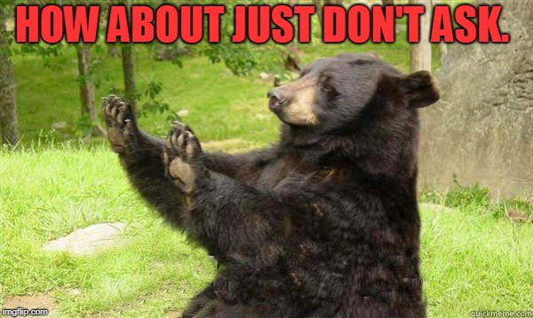 How about no bear | HOW ABOUT JUST DON'T ASK. | image tagged in how about no bear | made w/ Imgflip meme maker