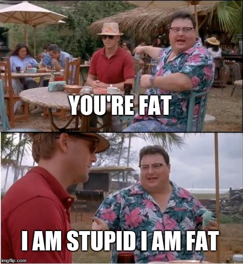 See Nobody Cares Meme | YOU'RE FAT; I AM STUPID I AM FAT | image tagged in memes,see nobody cares | made w/ Imgflip meme maker