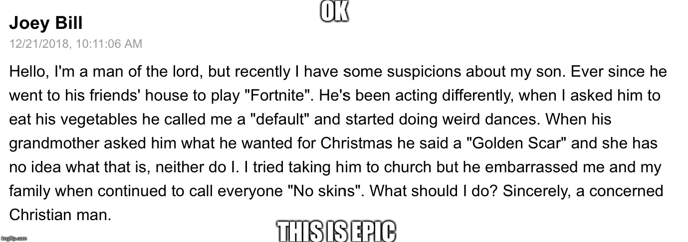 OK; THIS IS EPIC | image tagged in fortnite,video games | made w/ Imgflip meme maker