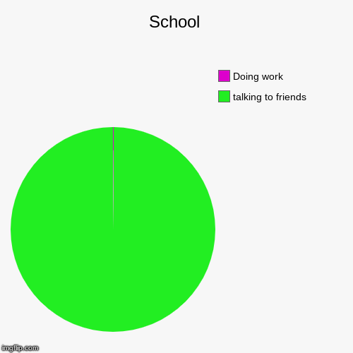 School | talking to friends, Doing work | image tagged in funny,pie charts | made w/ Imgflip chart maker