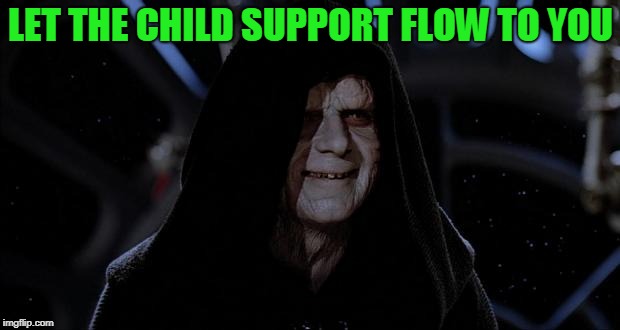 Let the hate flow through you | LET THE CHILD SUPPORT FLOW TO YOU | image tagged in let the hate flow through you | made w/ Imgflip meme maker