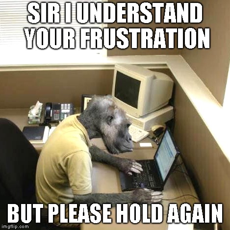 Monkey Business Meme | SIR I UNDERSTAND YOUR FRUSTRATION BUT PLEASE HOLD AGAIN | image tagged in memes,monkey business | made w/ Imgflip meme maker