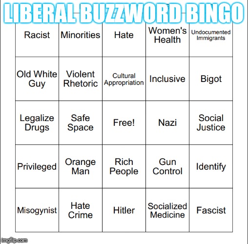 EVERY space should be free! | LIBERAL BUZZWORD BINGO | image tagged in liberal,leftists,bingo,safe space,free,snowflakes | made w/ Imgflip meme maker