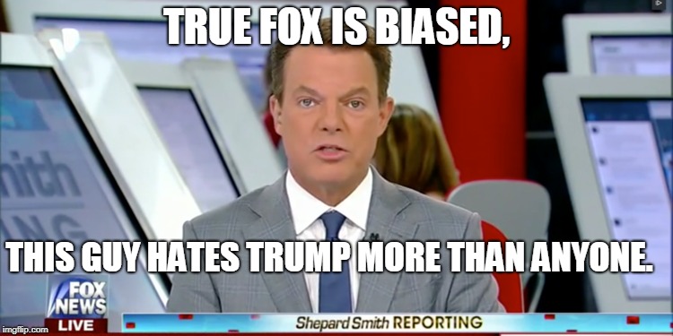 TRUE FOX IS BIASED, THIS GUY HATES TRUMP MORE THAN ANYONE. | image tagged in sheppard smith | made w/ Imgflip meme maker