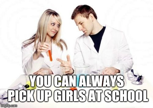 Pickup Professor Meme | YOU CAN ALWAYS PICK UP GIRLS AT SCHOOL | image tagged in memes,pickup professor | made w/ Imgflip meme maker