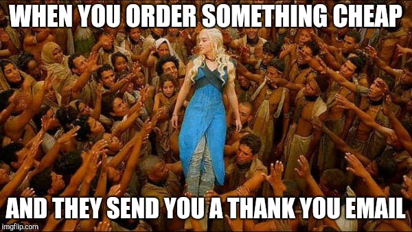 First world online shopping | WHEN YOU ORDER SOMETHING CHEAP; AND THEY SEND YOU A THANK YOU EMAIL | image tagged in virtue signalling | made w/ Imgflip meme maker