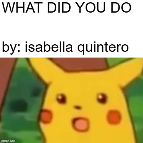 Surprised Pikachu | WHAT DID YOU DO; by: isabella quintero | image tagged in memes,surprised pikachu | made w/ Imgflip meme maker