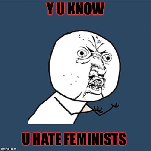 Y U No | Y U KNOW; U HATE FEMINISTS | image tagged in memes,y u no | made w/ Imgflip meme maker