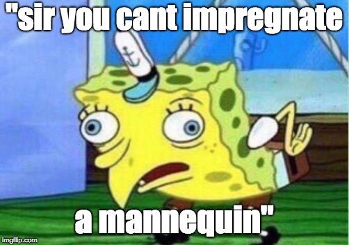 Mocking Spongebob | "sir you cant impregnate; a mannequin" | image tagged in memes,mocking spongebob | made w/ Imgflip meme maker