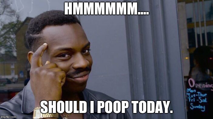 Roll Safe Think About It | HMMMMMM.... SHOULD I POOP TODAY. | image tagged in memes,roll safe think about it | made w/ Imgflip meme maker