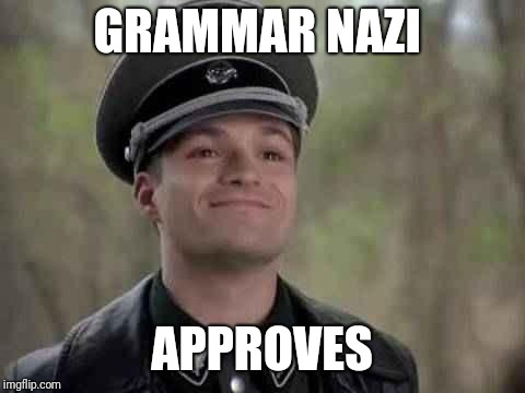 grammar nazi | GRAMMAR NAZI APPROVES | image tagged in grammar nazi | made w/ Imgflip meme maker