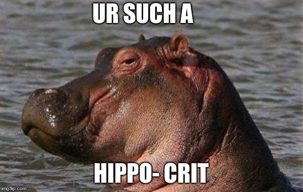 Hippo | UR SUCH A; HIPPO- CRIT | image tagged in hippo | made w/ Imgflip meme maker