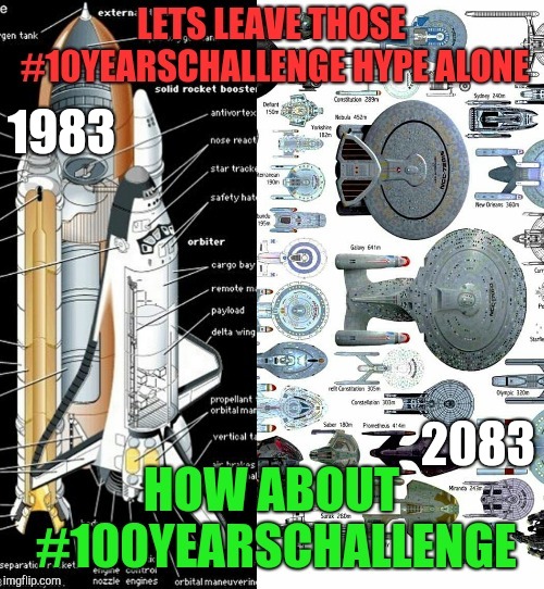 #100yearschallenge | 1983; 2083 | image tagged in challenger,challenge,100,10 | made w/ Imgflip meme maker