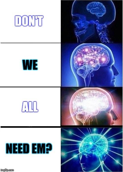 Expanding Brain Meme | DON'T WE ALL NEED EM? | image tagged in memes,expanding brain | made w/ Imgflip meme maker