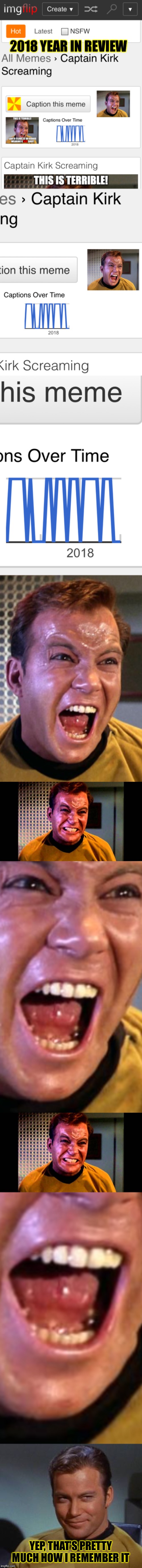 The Results Are In | 2018 YEAR IN REVIEW; YEP, THAT’S PRETTY MUCH HOW I REMEMBER IT | image tagged in captain kirk,screaming,star trek,yeah,yep,yelling | made w/ Imgflip meme maker