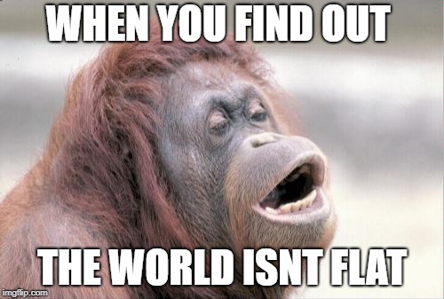 Monkey OOH | WHEN YOU FIND OUT; THE WORLD ISNT FLAT | image tagged in memes,monkey ooh | made w/ Imgflip meme maker