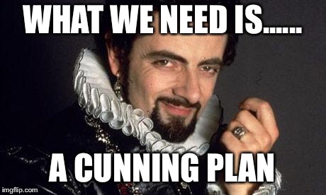 black adder cunning plan | WHAT WE NEED IS...... A CUNNING PLAN | image tagged in black adder cunning plan | made w/ Imgflip meme maker