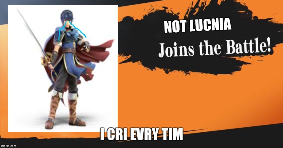 not lucina | NOT LUCNIA; I CRI EVRY TIM | image tagged in smash bros | made w/ Imgflip meme maker