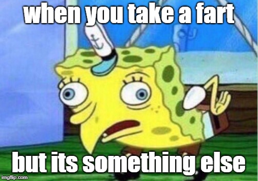 Mocking Spongebob | when you take a fart; but its something else | image tagged in memes,mocking spongebob | made w/ Imgflip meme maker